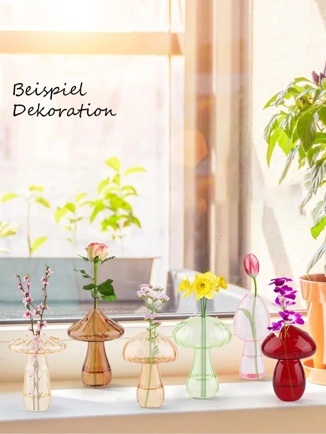 Handgeblasene Mini-Pilzglasvase – Dekovase für Trockenblumen & Einzelblüten, 11 cm